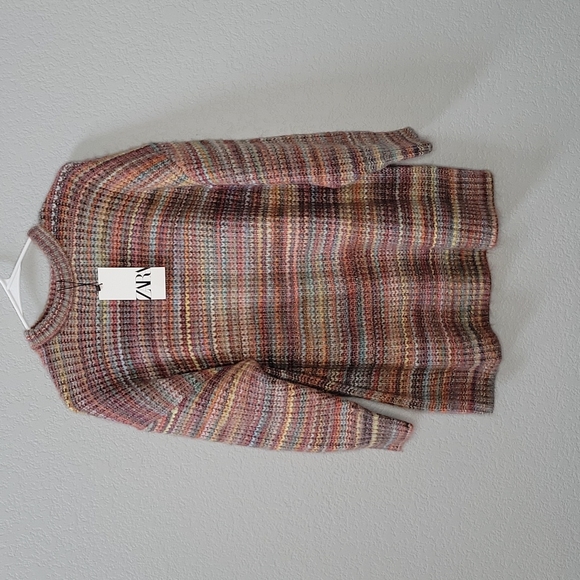 Zara Sweaters - NWT Zara Brown Multicolor Crewneck Oversized Sweater